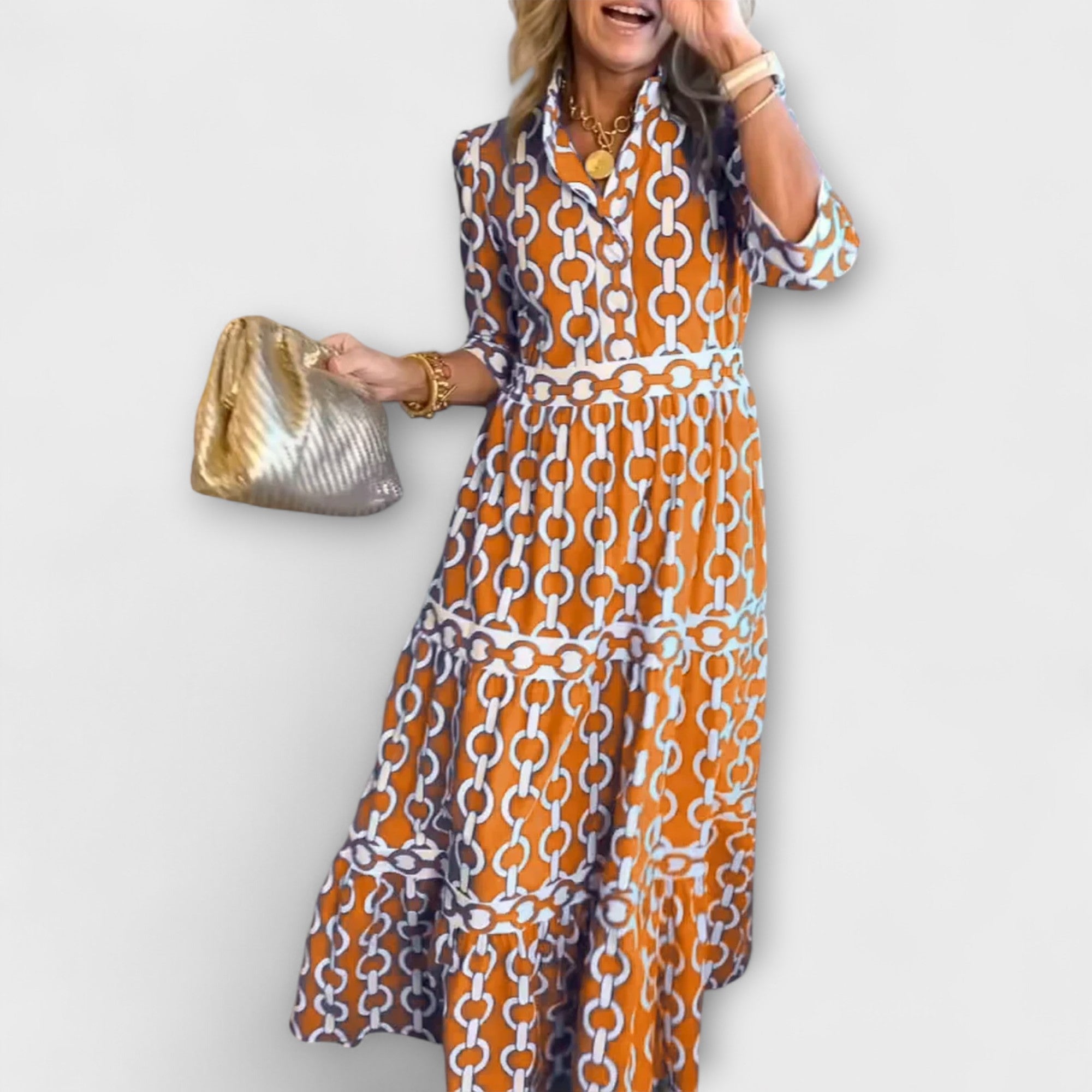 Nancy™ | Midi Dress with Chain Pattern