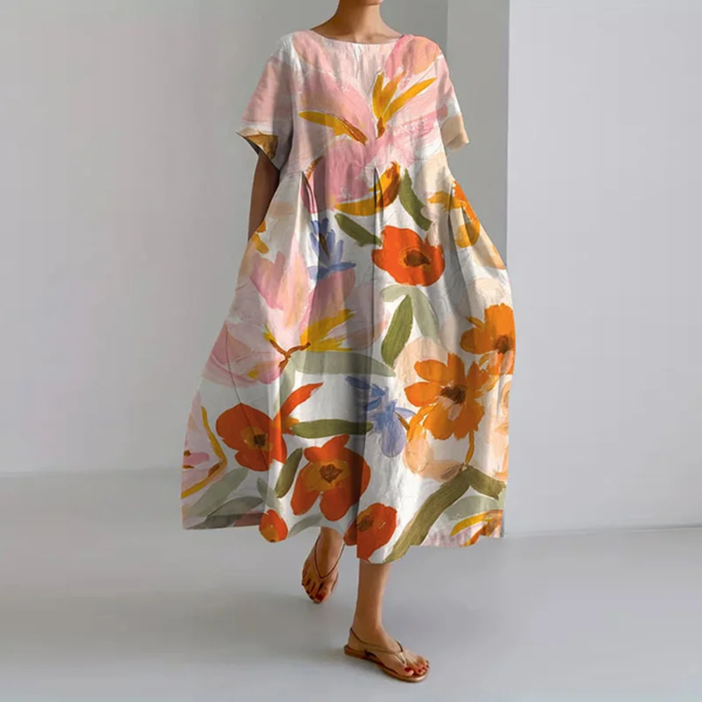 Sheila™ | Casual long dress with freedom of movement and floral style for summer days