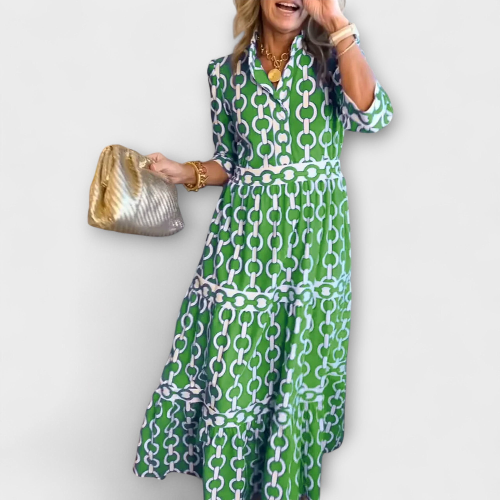 Nancy™ | Midi Dress with Chain Pattern