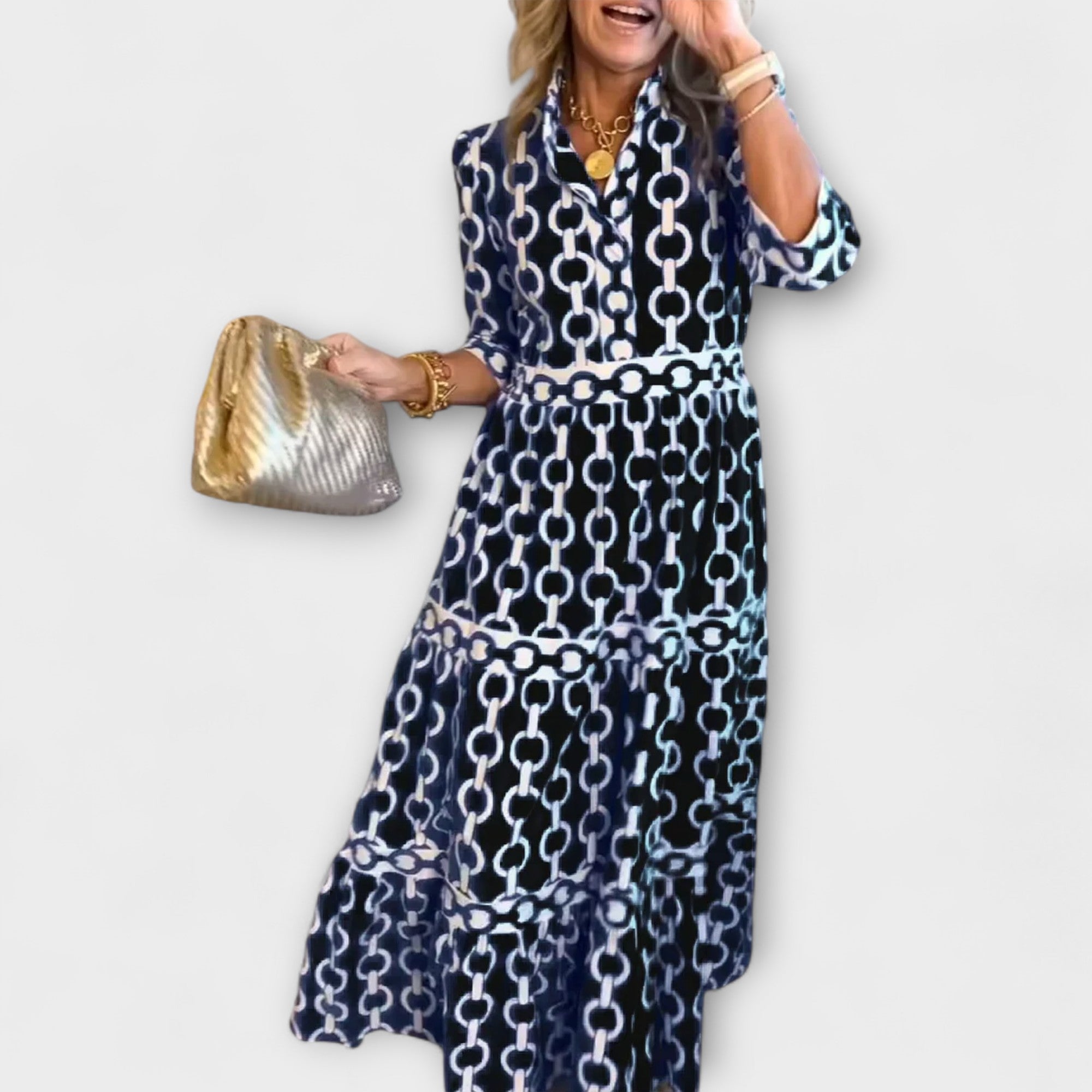 Nancy™ | Midi Dress with Chain Pattern
