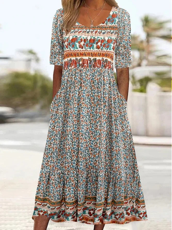 Patricia™ | short-sleeved  Bohemian printed dress