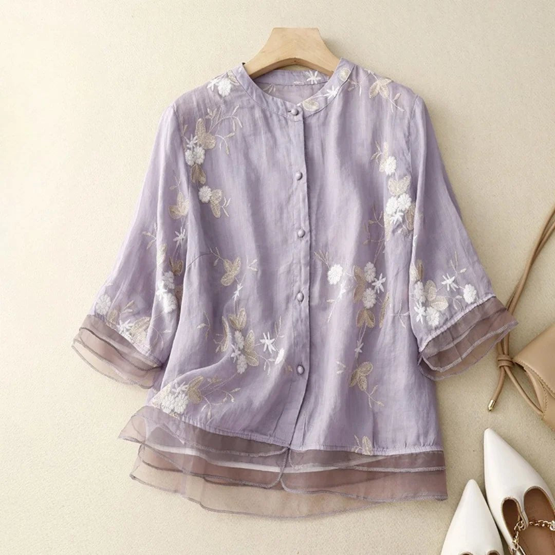 Sofia™ | Top in Cotone Ricamato - Amore - Milano.it